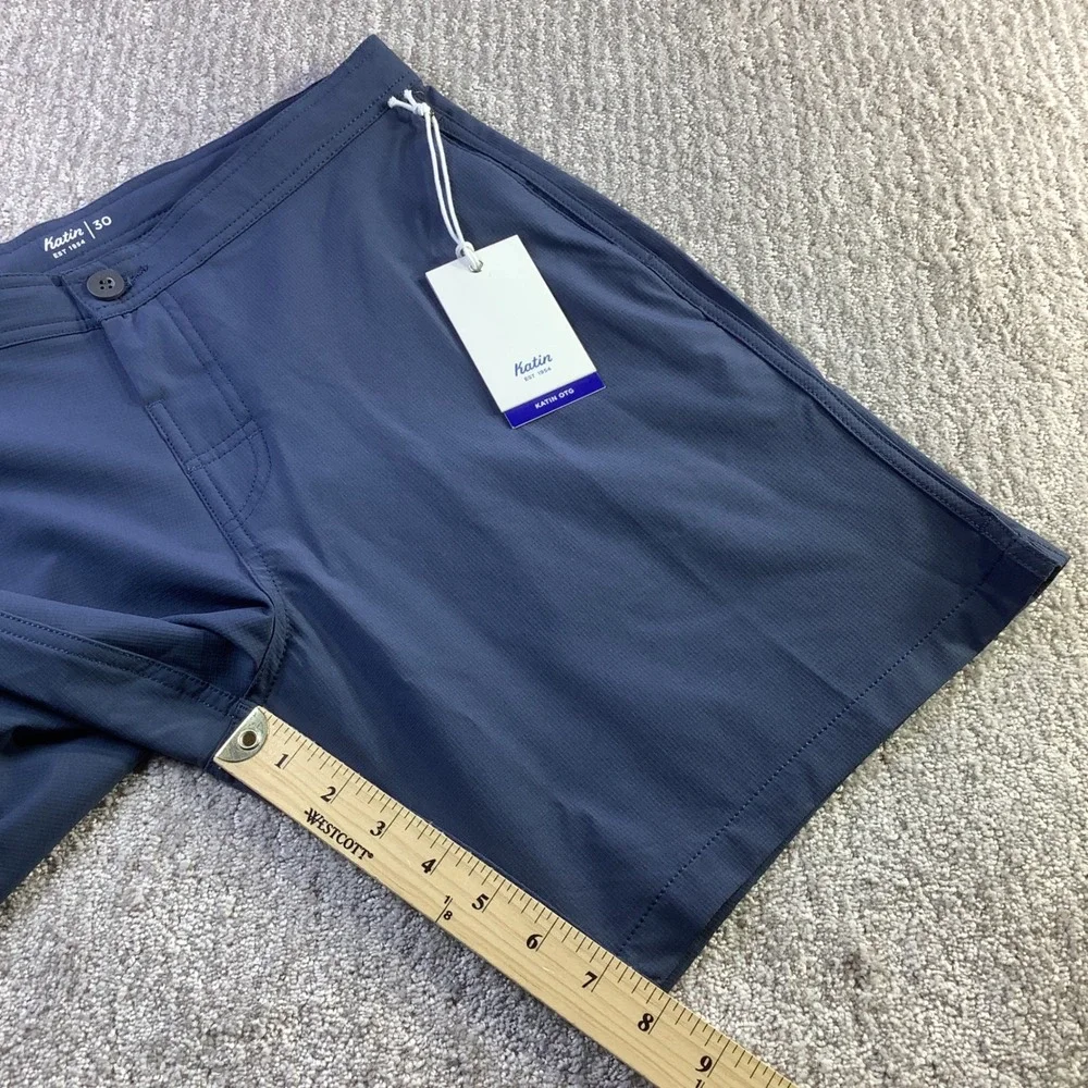 Katin Wonderer Hybrid Trunk Indigo Blue Ripstop Shorts Mens Size 30 NWT‎